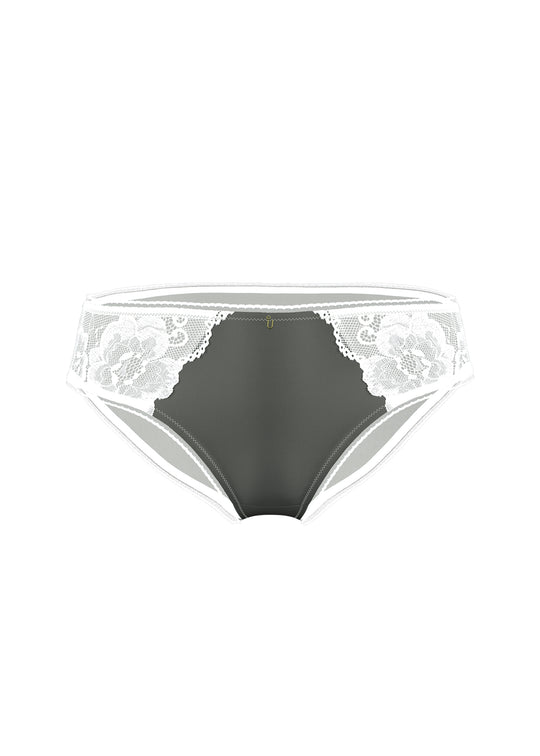 ALINA Sage Green Brief Panties With White Floral Lace