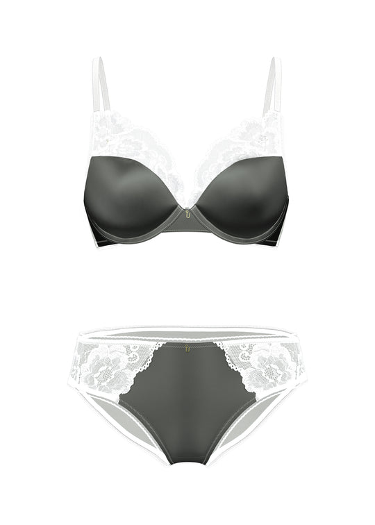 ALINA Saga Green White Lace Lingerie Set