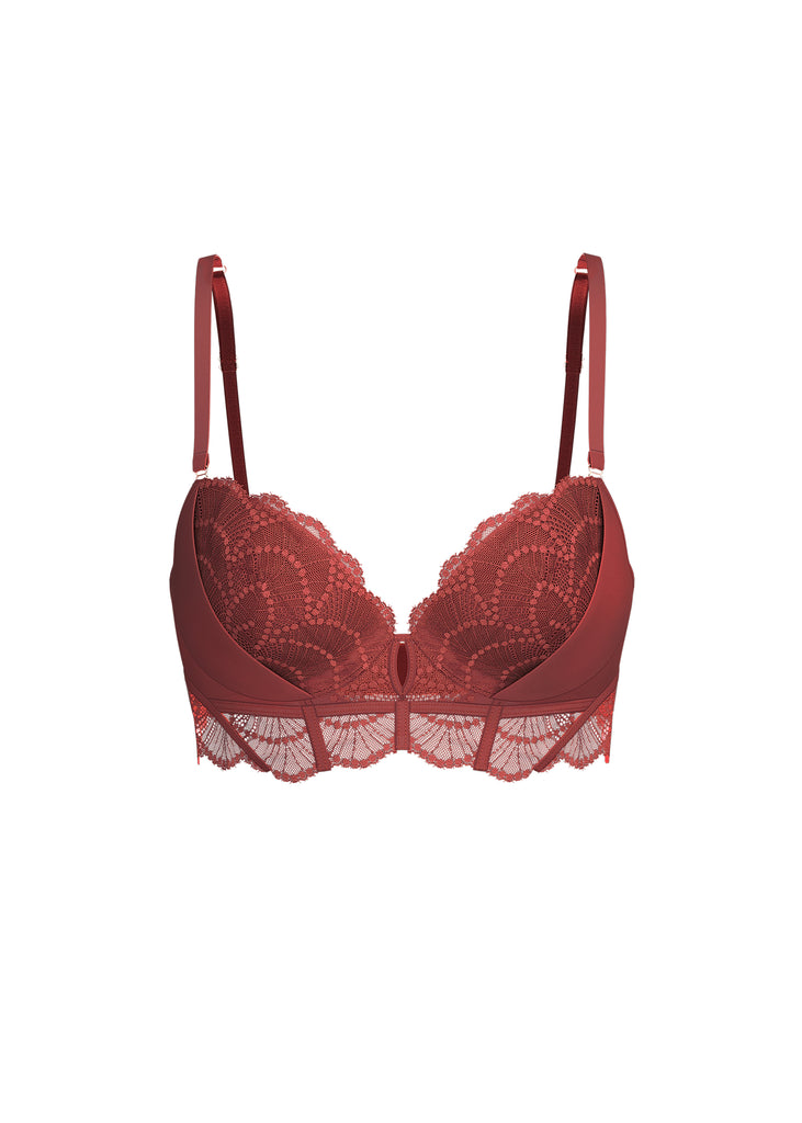 ANYA Bronte Red Lace Underwired Demi Long Bra