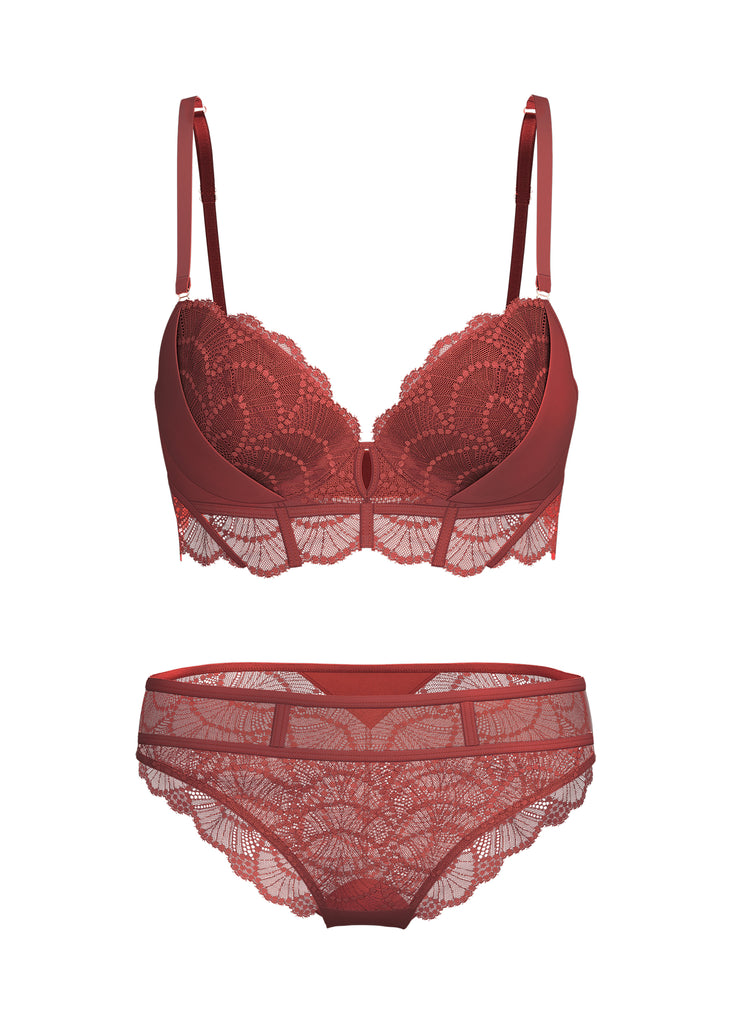 ANYA Bronte Red Lace Plus Bra & Panty Set