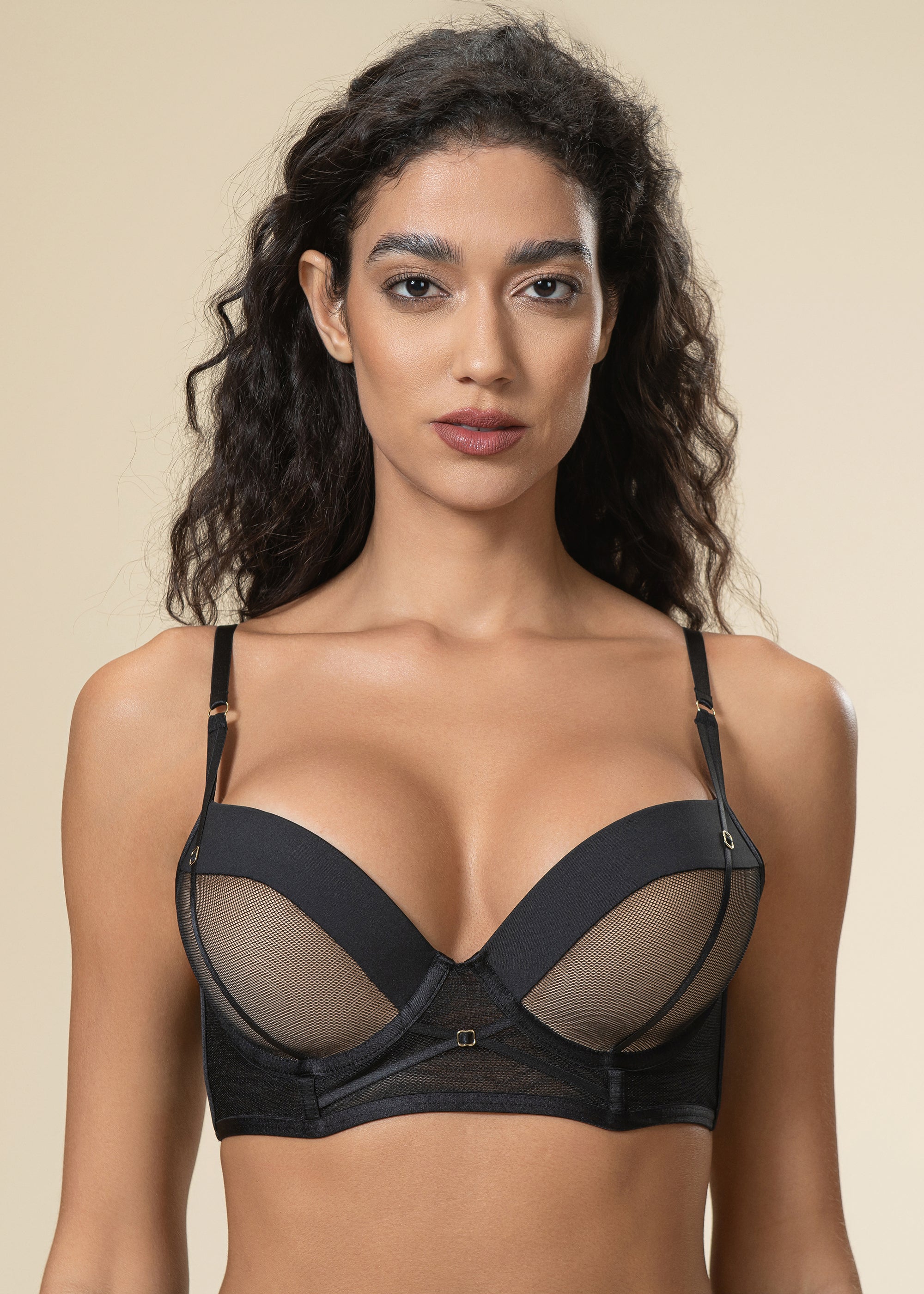Gradient Mesh Ultra-Sexy Push-Up Bra with Soft Underwire