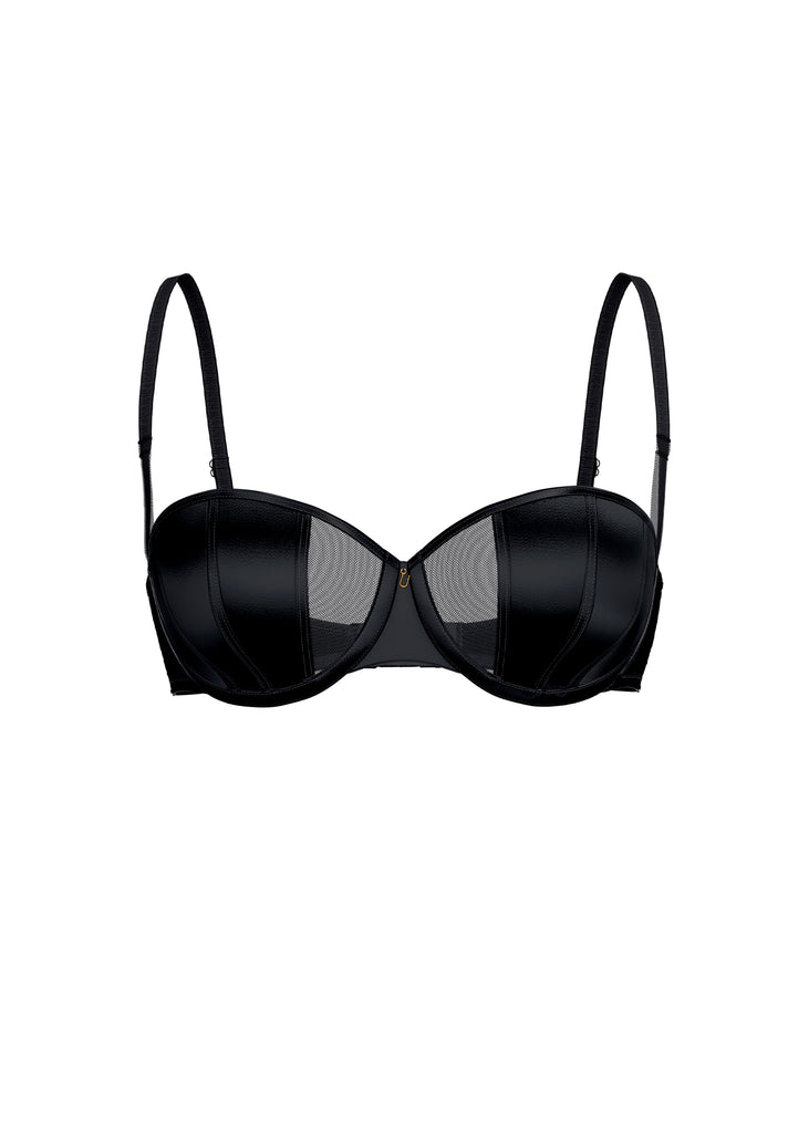 AVA Plus Sexy Black Underwired Demi Balconette Bra