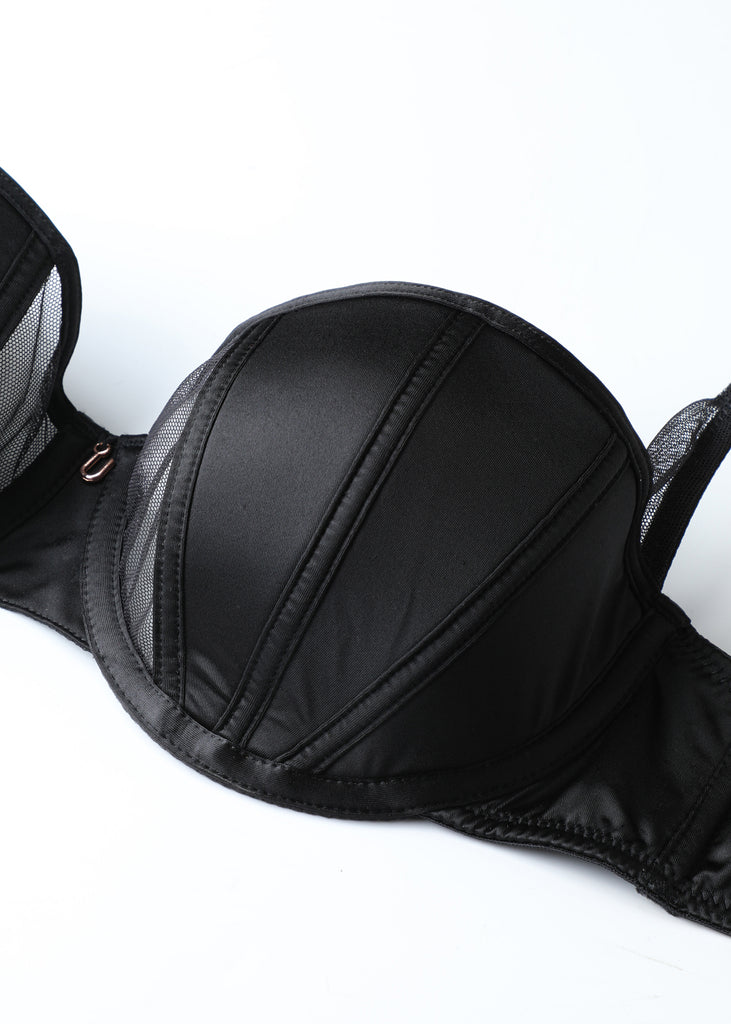 AVA Sexy Black Underwired Demi Balconette Bra