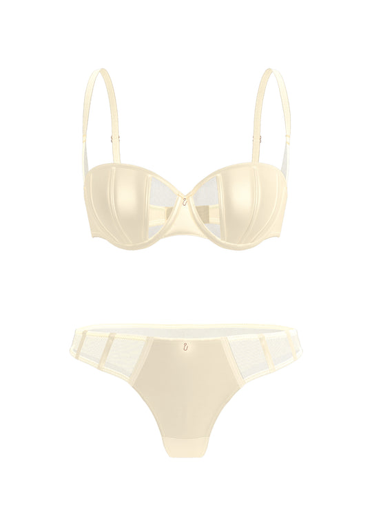 AVA White Glossy Lingerie Set
