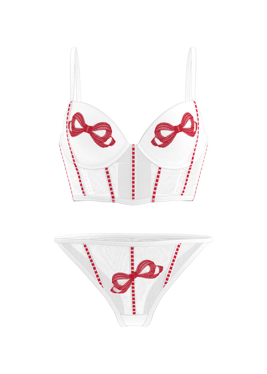 BRIELLE White Mesh Lingerie Set