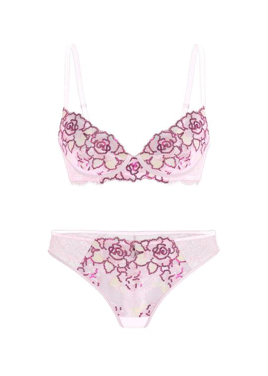 CALLA Sparkling Pink Floral Lace Lingerie Set