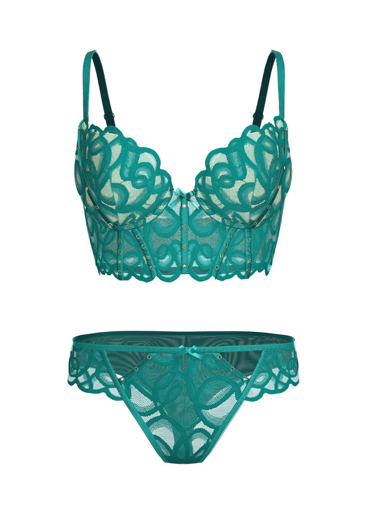 CINDY Green Lace Lingerie Set