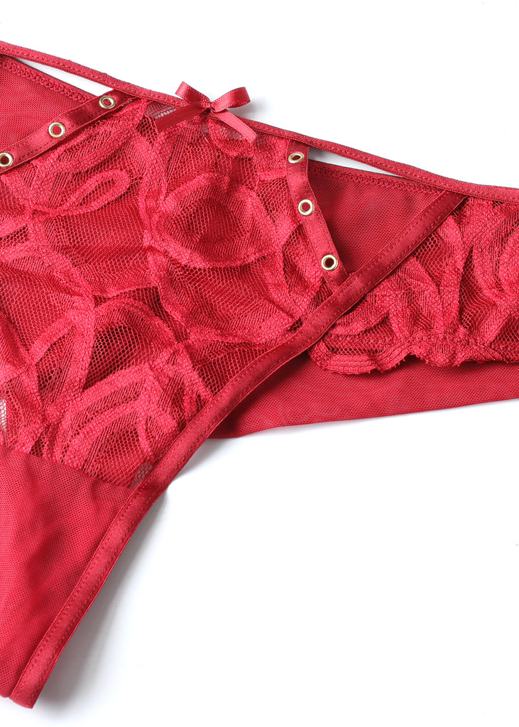 CINDY Red Sexy Lace Tanga Panties