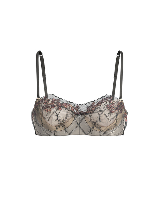 CYNTHIA Plus Leopard Embroidery Lace Unlined Bra