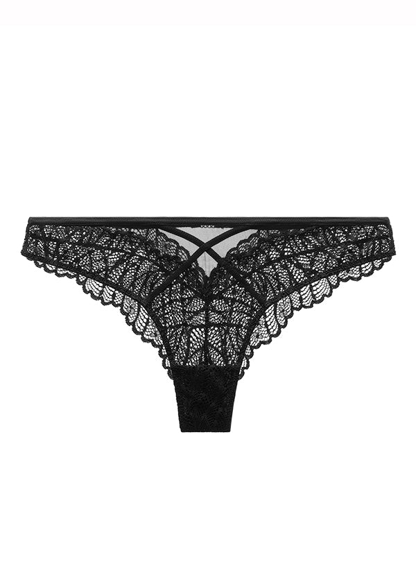 DAHLIA Black Lace Tanga Panties