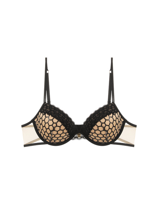 DAPHNE Plus Sparkling Nude Lace Wired Demi Bra