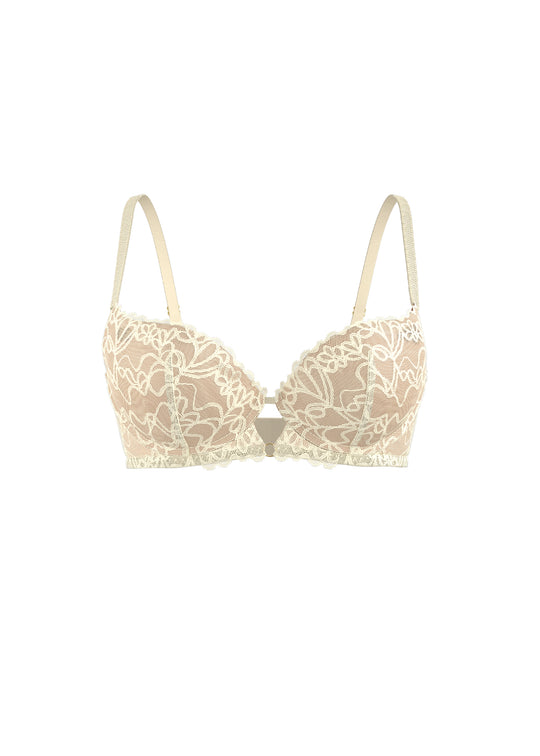 ELLERY Off White Floral Lace Push-Up Demi Bra