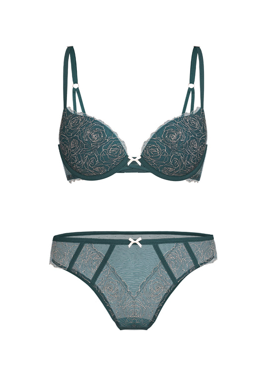 ELODIE Green Embroidery Lace Lingerie Set