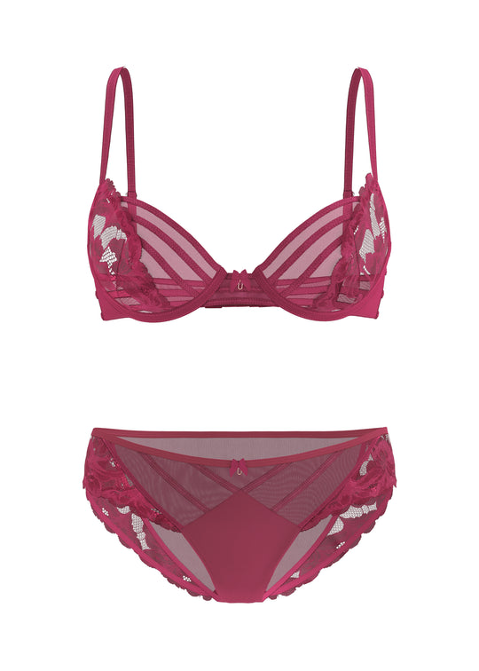 FLORA Red Seductive Lace Lingerie Set