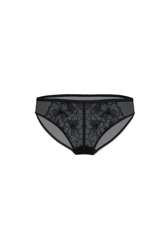 FREDERICA Plus Black Floral Lace Brief Panties