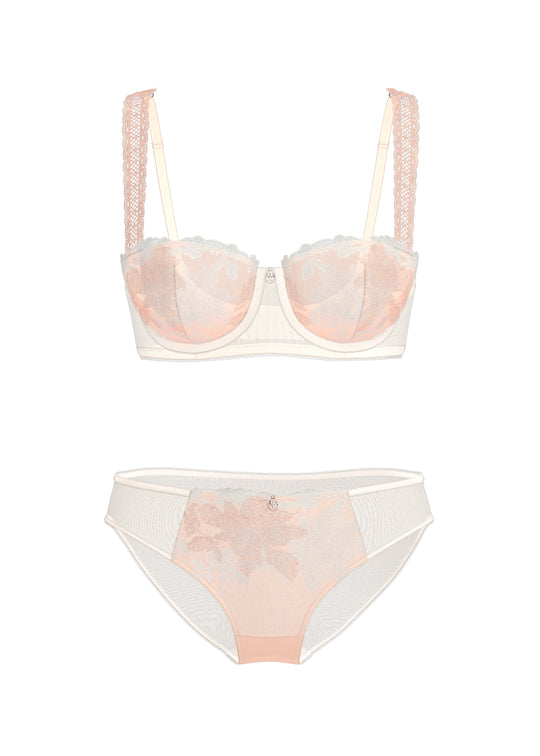 GEMMA Soft Beige Embroidery Lace Lingerie Set