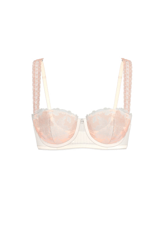 GEMMA Soft Beige Embroidery Lace Unlined Balconette Bra