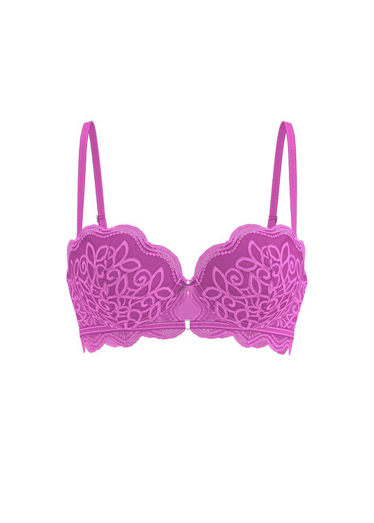 GIGI Fushia Floral Lace Wired Balconette Bra