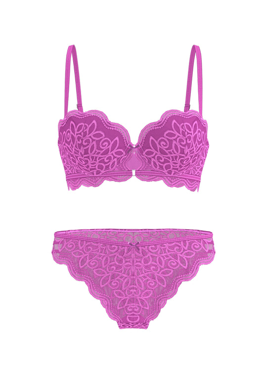 GIGI Fushia Floral Lace Lingerie Set