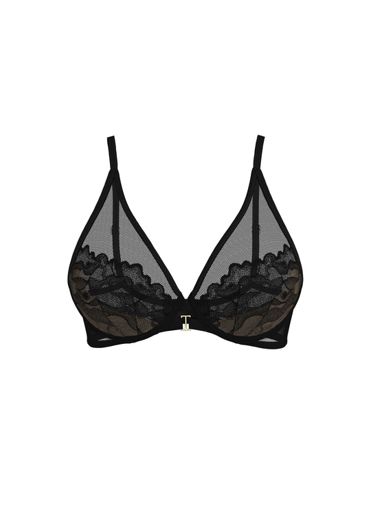 IMOGEN Plus Sexy Black Lace Unlined Plunge Bra