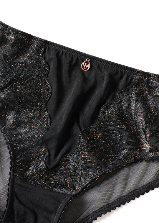 JADE Black Embroidery Lace Brief Panties