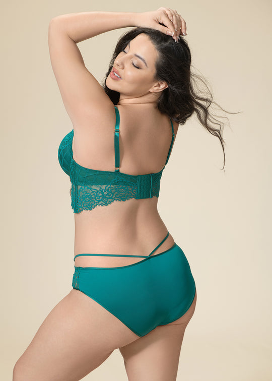 LILLIAN Green Floral Lace Brief Panties-imgsize-XL
