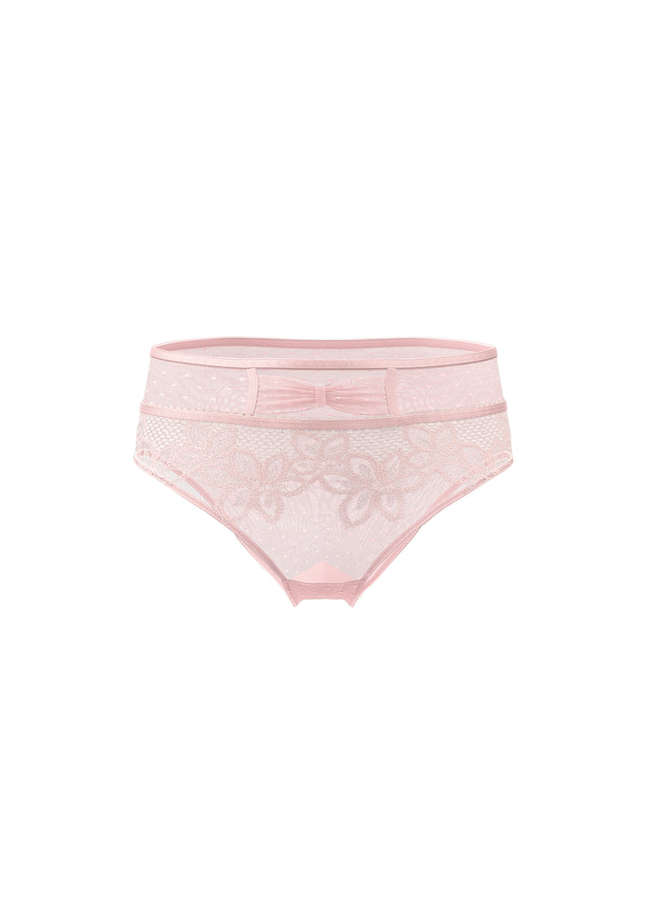 LINA Plus Pink Floral Embroidery Lace Brief Panties