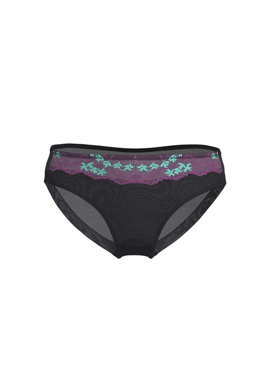 LUCIA Purple Lace Brief Panties With Floral Pattern