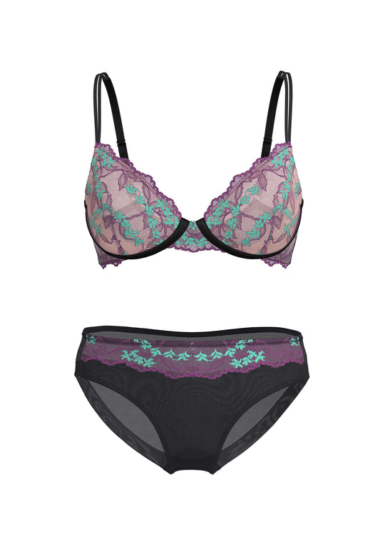 LUCIA Purple Floral Lingerie Set
