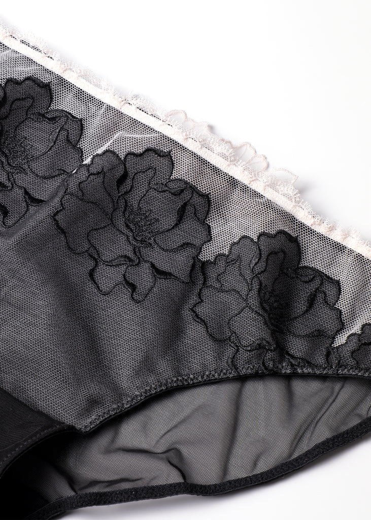 LUMI Embroidery Lace Brief Panties With Removable Sequin Flowers