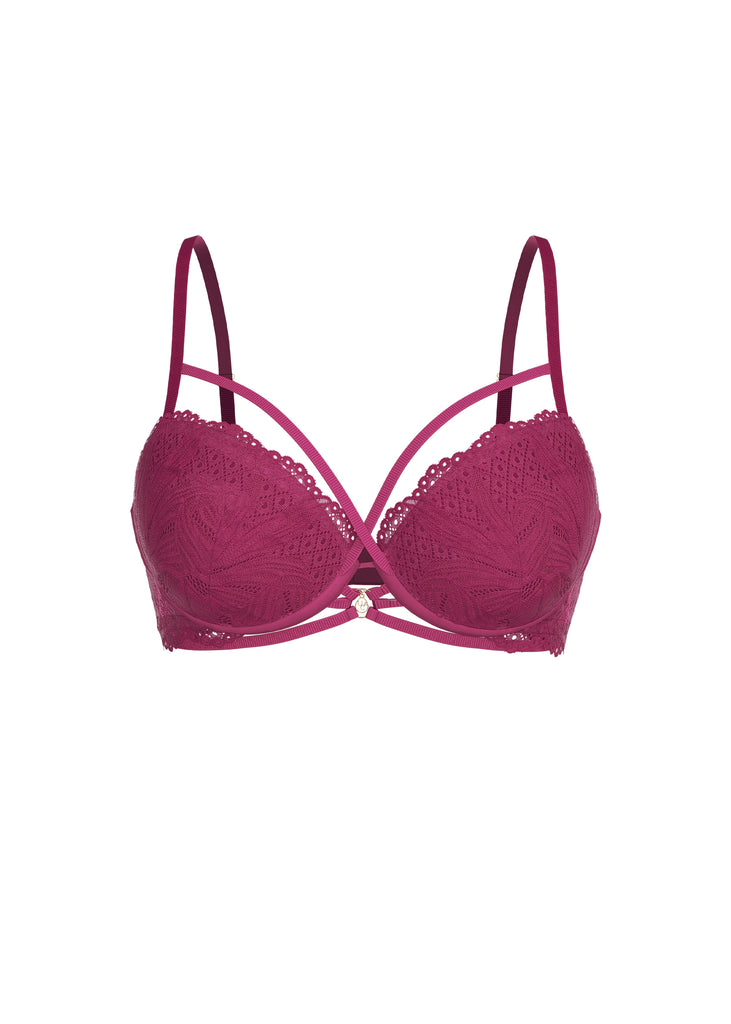 LYRA Plus Sexy Red Lace Push-Up Underwire Demi Bra