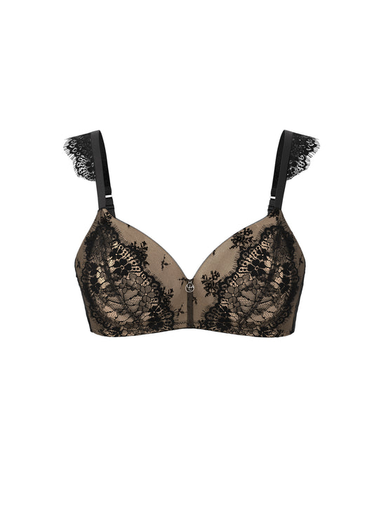 MAEVE Black Eyelash Lace Wireless Triangle Bra