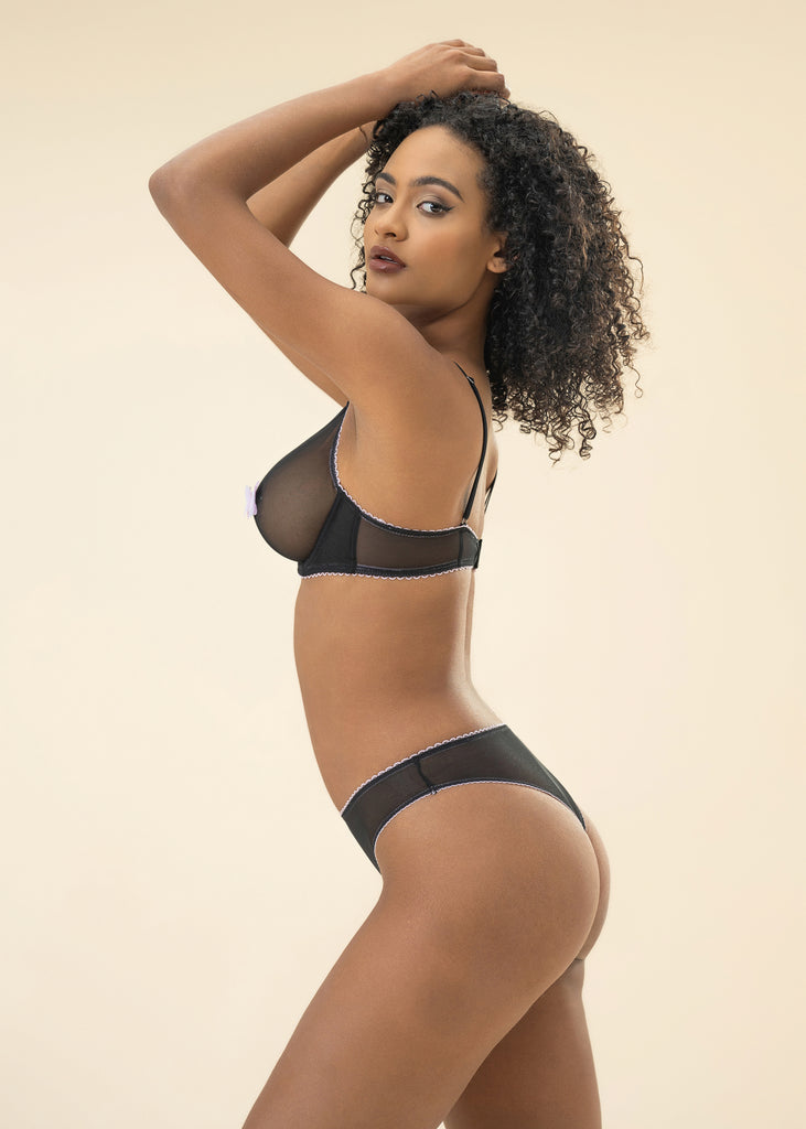 MAGNOLIA Black Sexy Mesh Tanga Panties