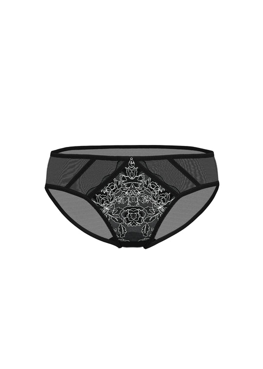 MARNIE Black Embroidery Lace Brief Panties
