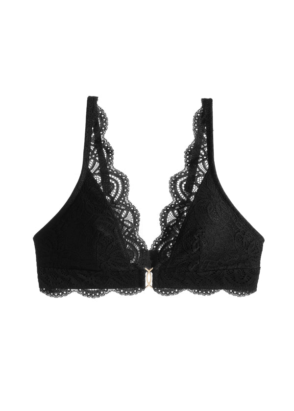MIA Wireless Black Lace Bralettes in Triangle Cup with Racerback