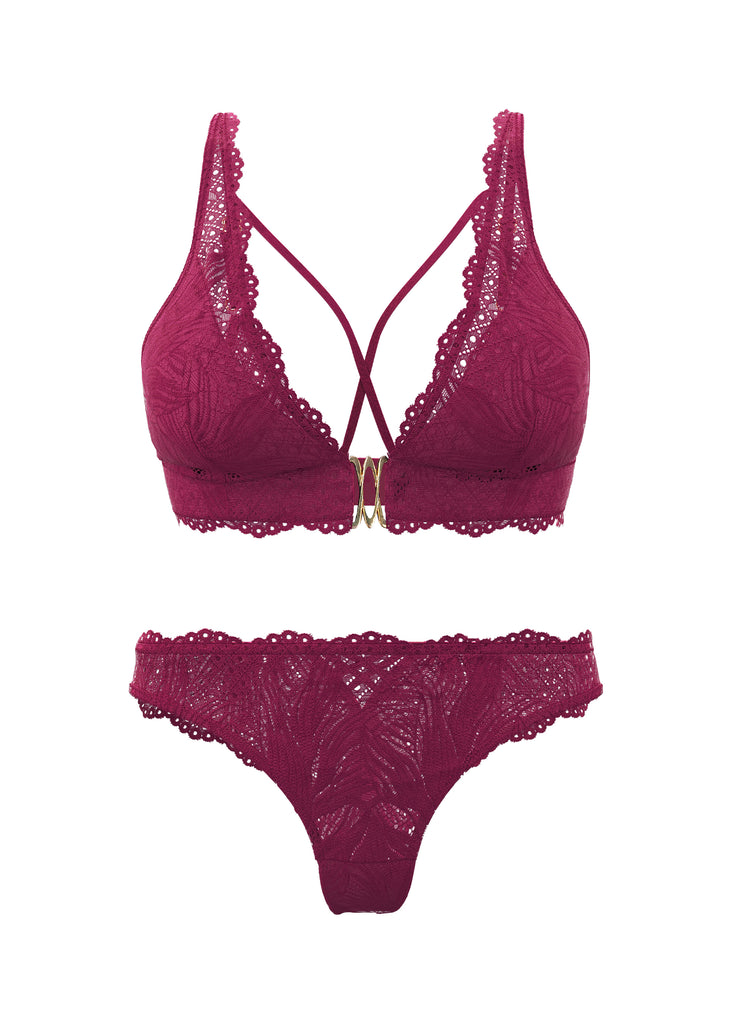 MIRA Red Floral Lace Lingerie Set