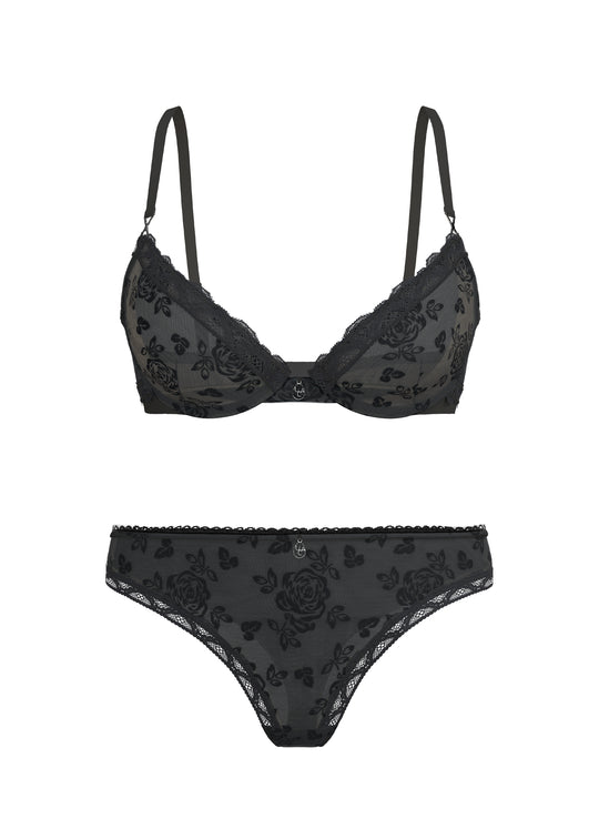 NADIA Black Floral Lingerie Set