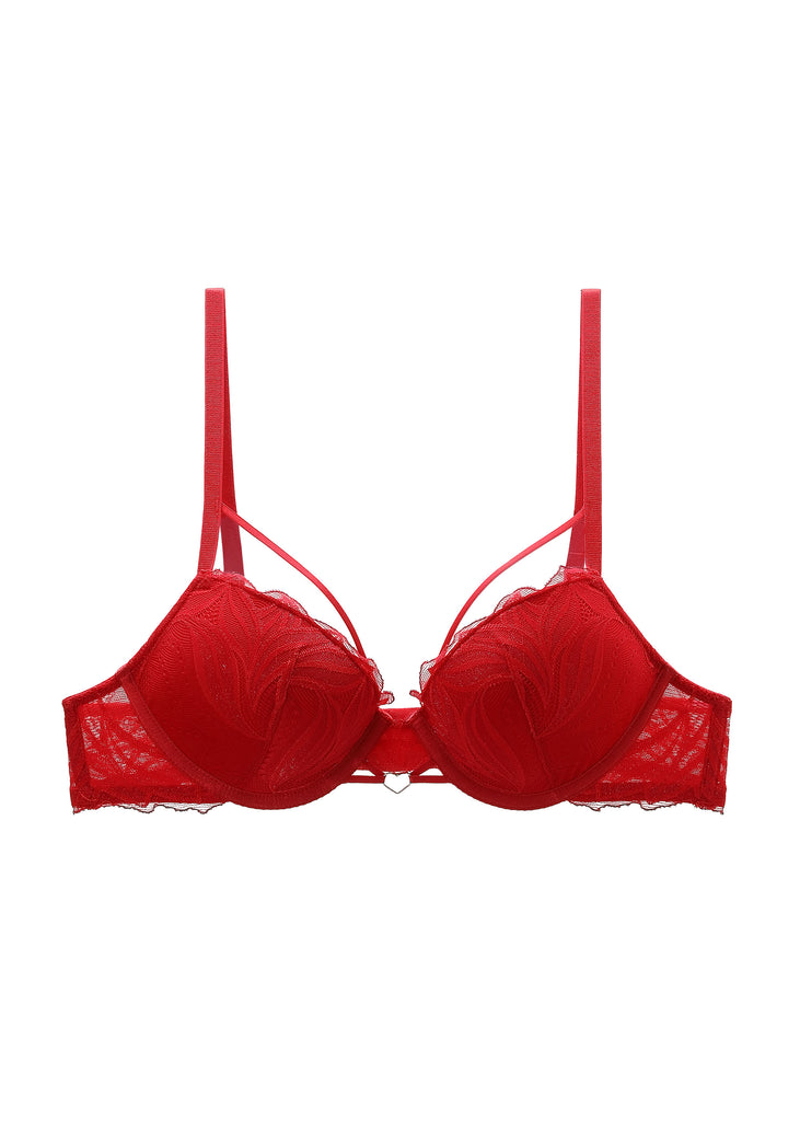 NATASHA Red Lace Underwired Plunge Molded Padded Cup Bra