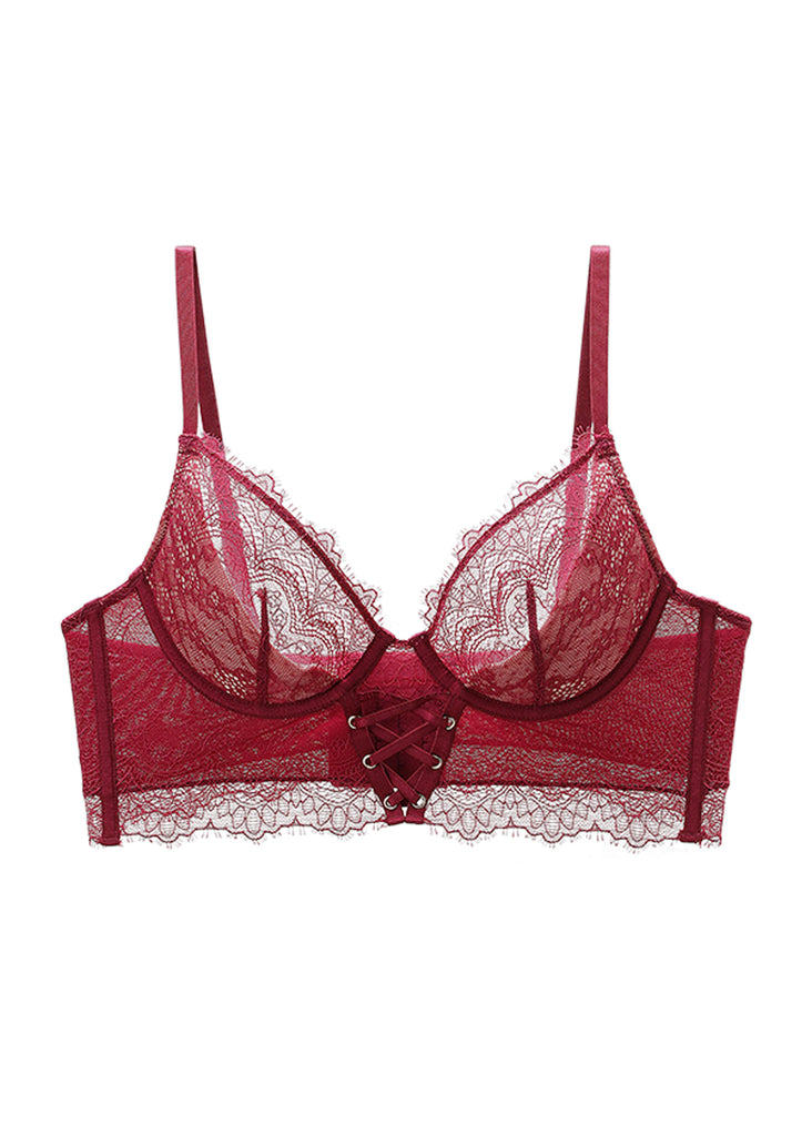 PEPPA Red Lace Underwired Unlined Corsets Long Bra