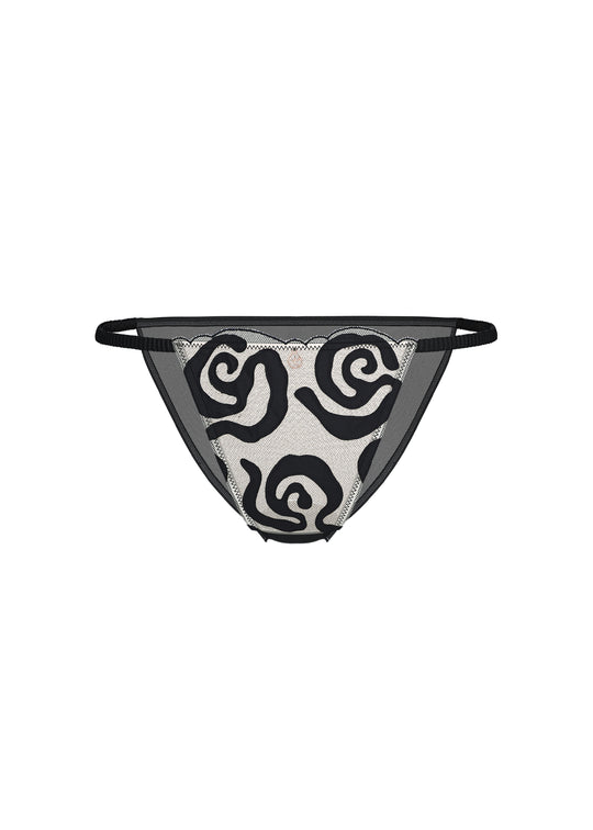 QUINN Plus Black Spiral Embroidery Lace Hipster Panties