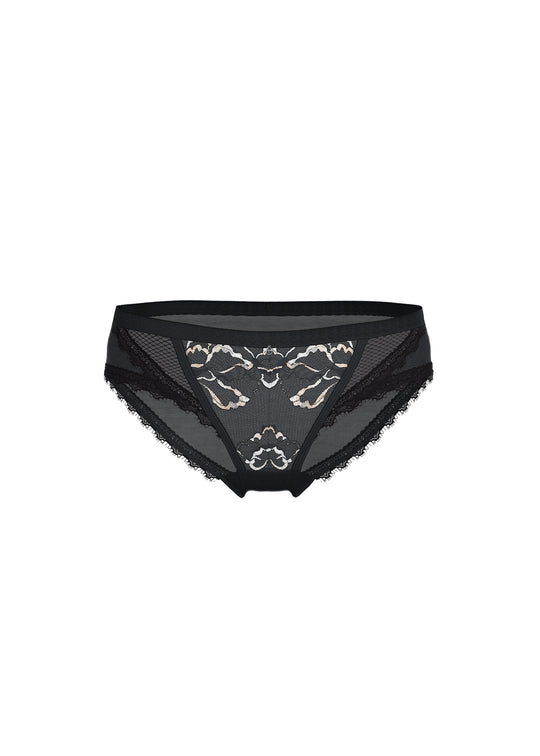 REMY Black Metallic Lace Brief Panties