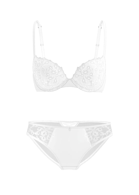 RENEE Plus White Embroidery Lace Lingerie Set