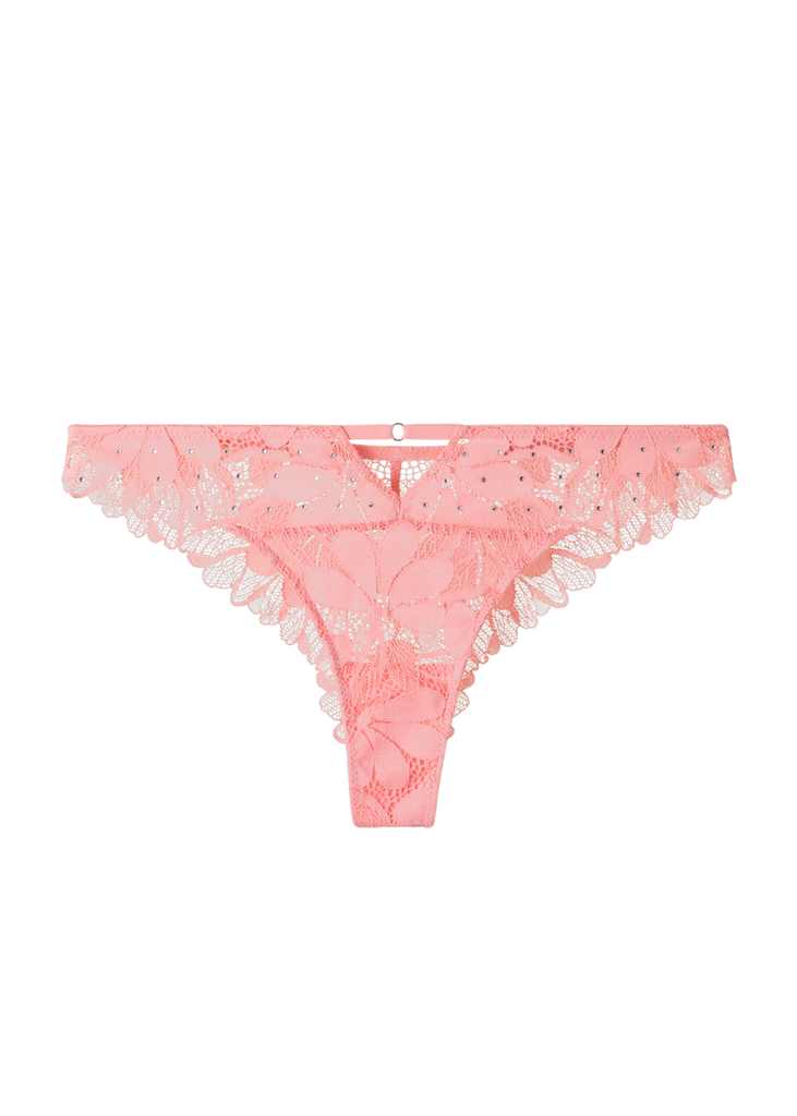 RIHANNA Pink Flower Lace Sexy Tanga Panties For Women