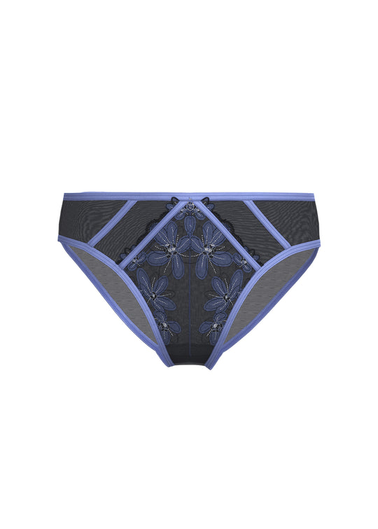 RILEY Sexy Navy Blue Floral Embroidery Lace Brief Panties