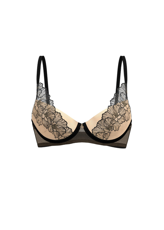 RIONA Black Embroidery Lace Unlined Bra