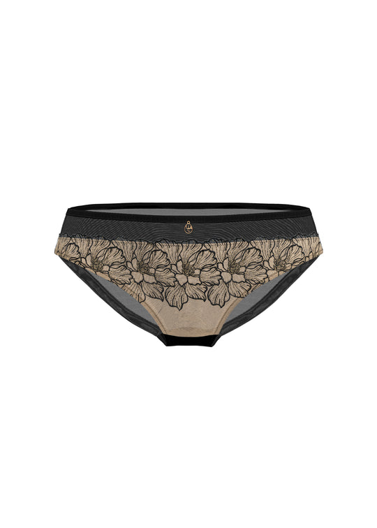 RIONA Plus Black Embroidery Lace Brief Panties