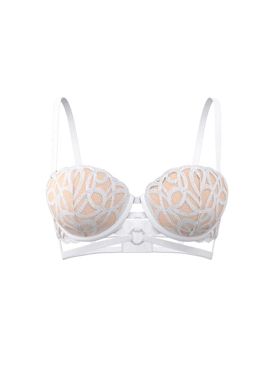 RORA Plus White Lace Wired Balconette Bra