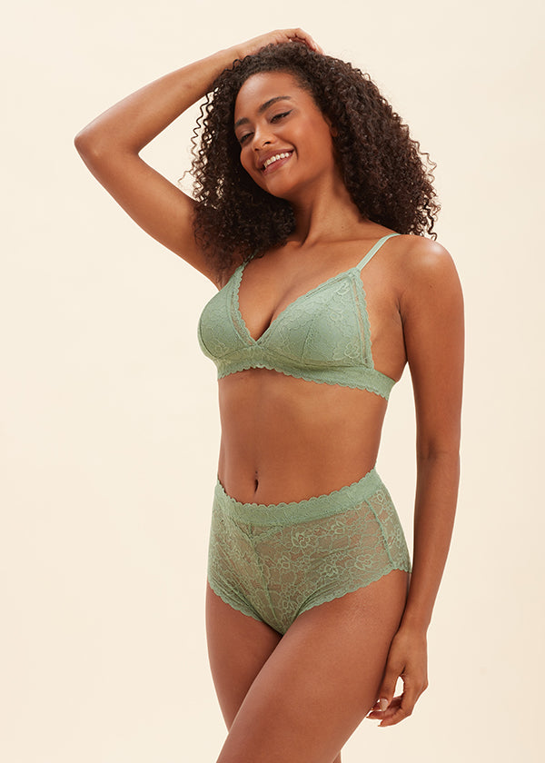 LILY Comfort Triangle  Wireless Recycled Lace Bralette