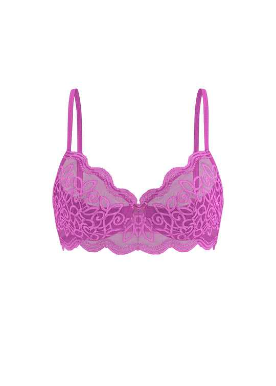 SASHA Plus Fushia Floral Lace Wired Demi Bra