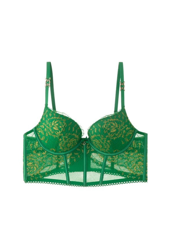 Aura Scallop Lace Longline Bra, Garterbelt & Panty Georgia Peach L-xl